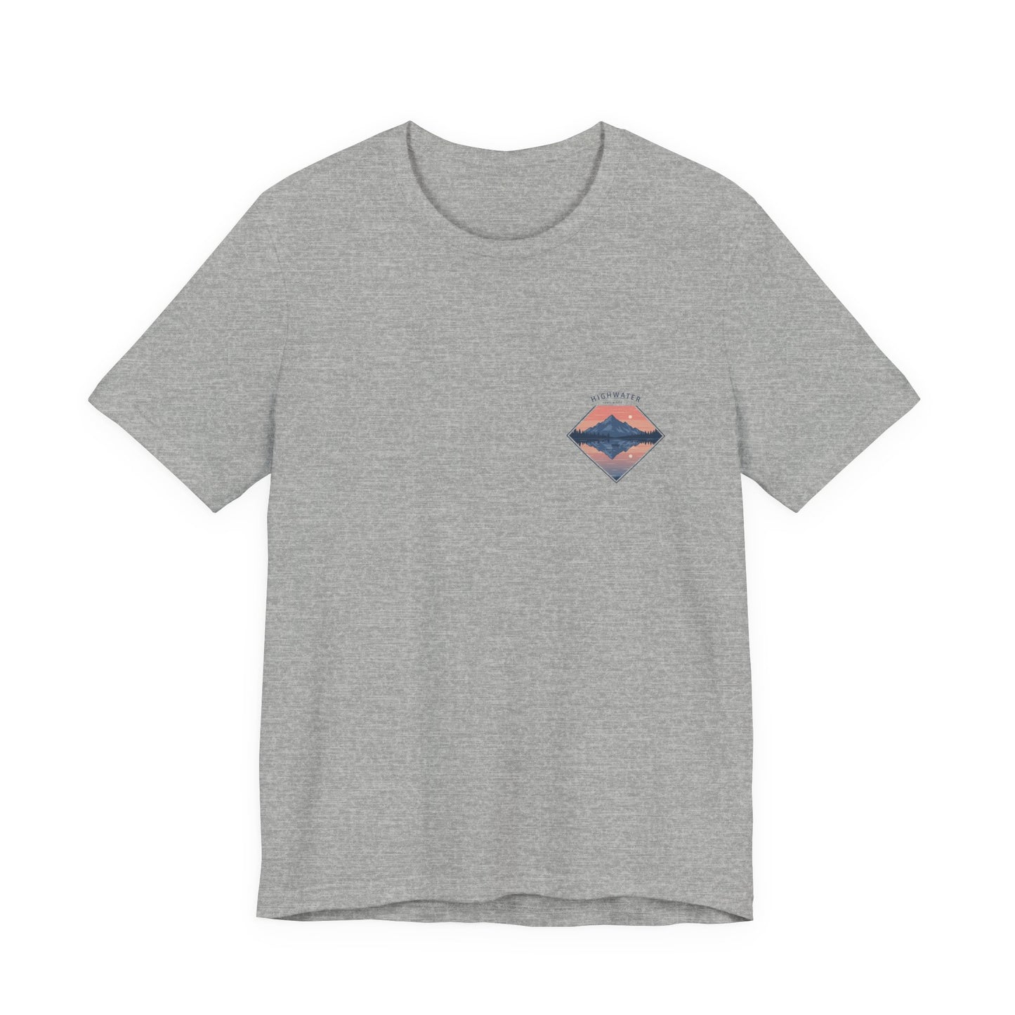 Highwater Horizon Tee | Canoe on a Reflective Lake Under Full Moon - Peaceful Mountain Wilderness Graphic Tee (BC3001)