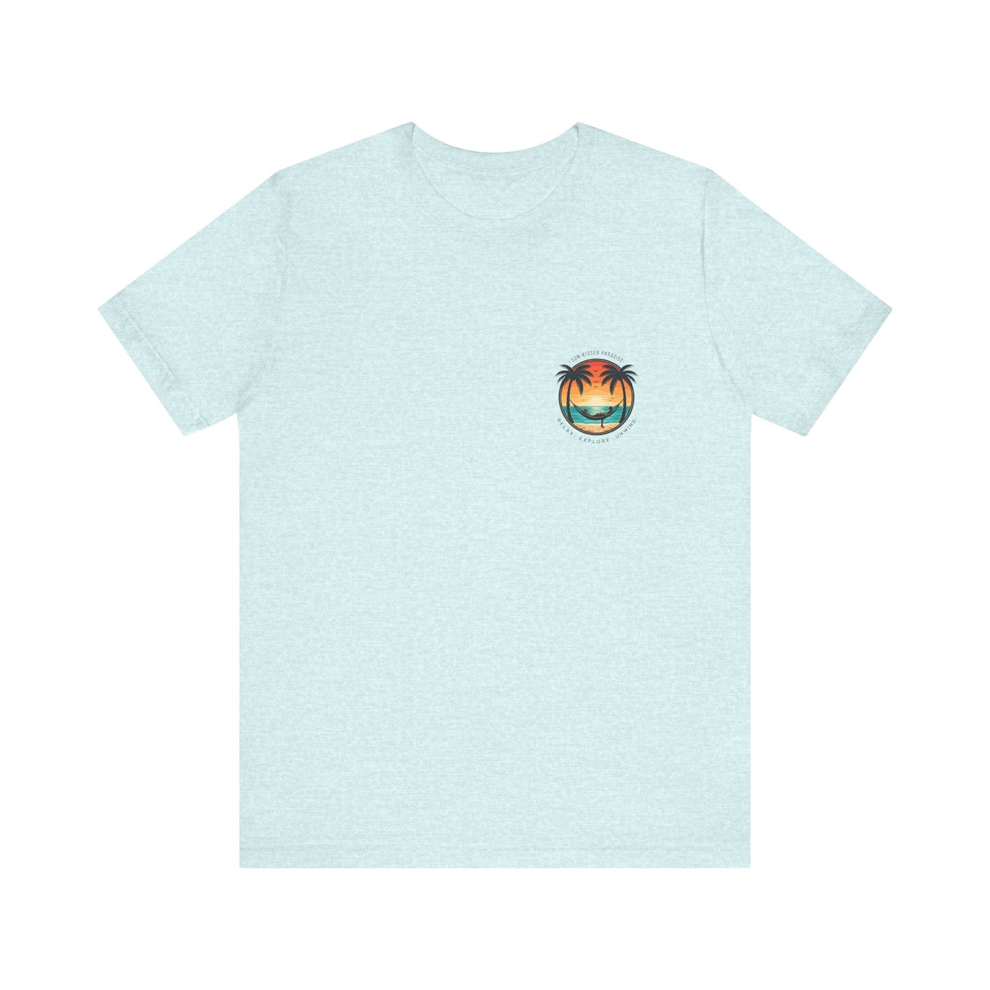 Sunset Surfer Tee | Retro Surf Silhouette with Bold Sunset Stripes - Beach Vibes Graphic Tee (BC3001)