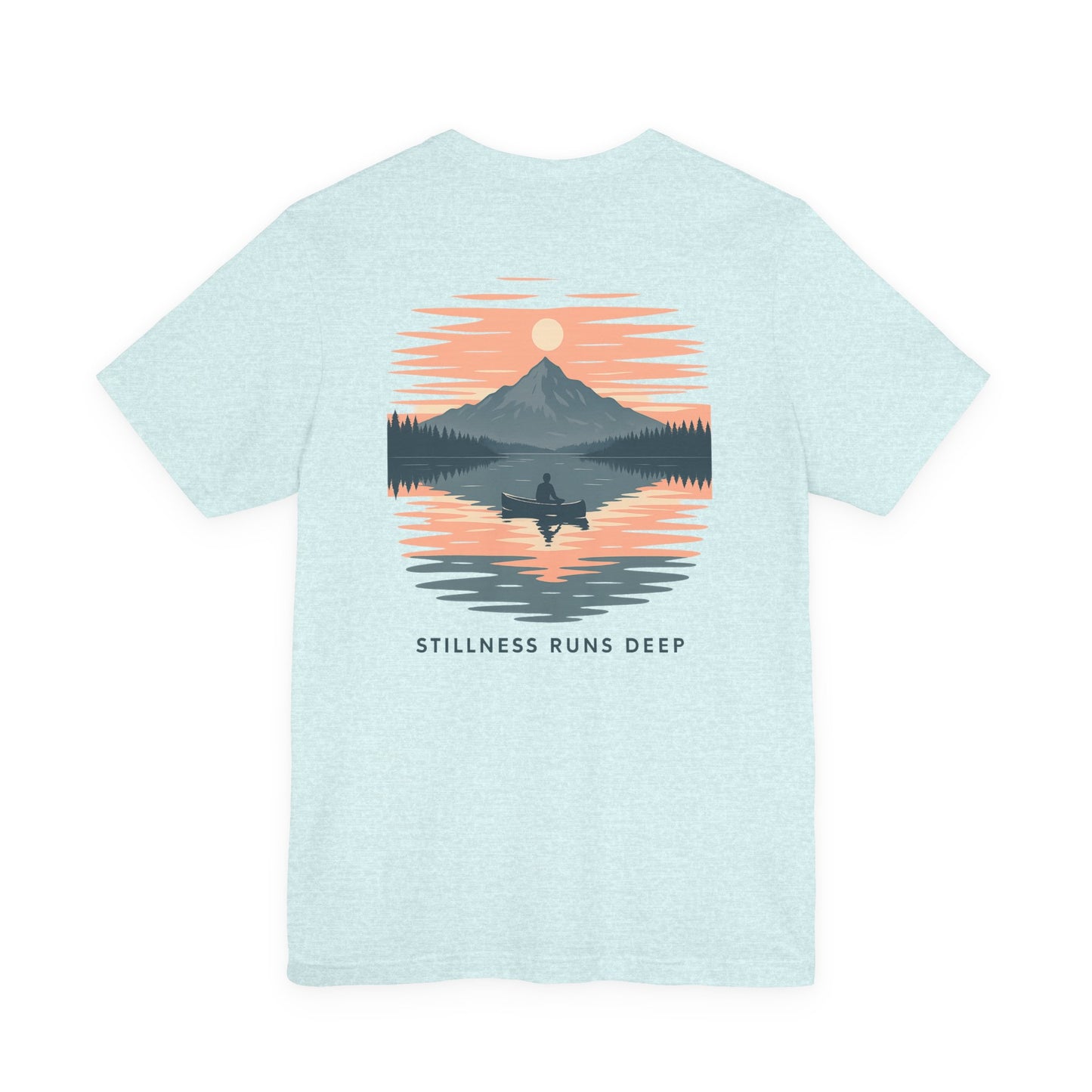 Highwater Horizon Tee | Canoe on a Reflective Lake Under Full Moon - Peaceful Mountain Wilderness Graphic Tee (BC3001)