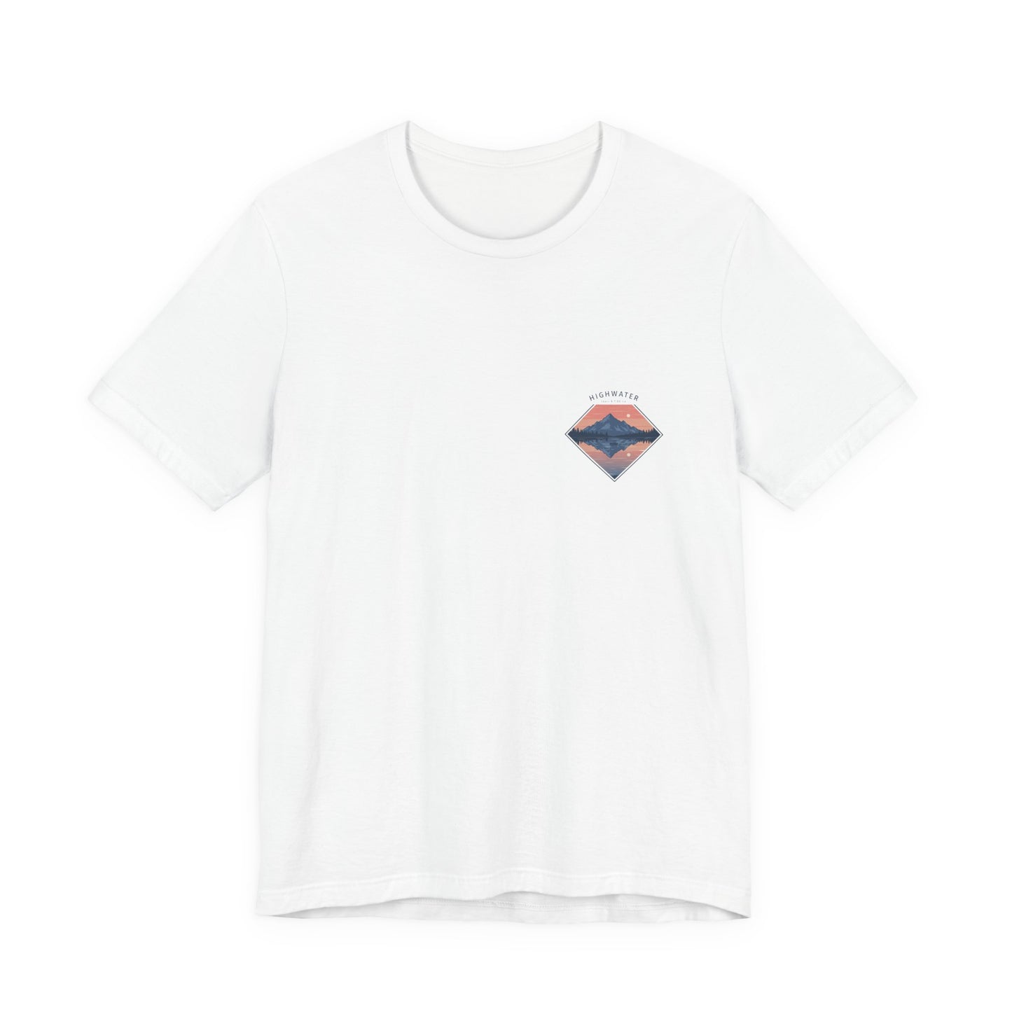 Highwater Horizon Tee | Canoe on a Reflective Lake Under Full Moon - Peaceful Mountain Wilderness Graphic Tee (BC3001)