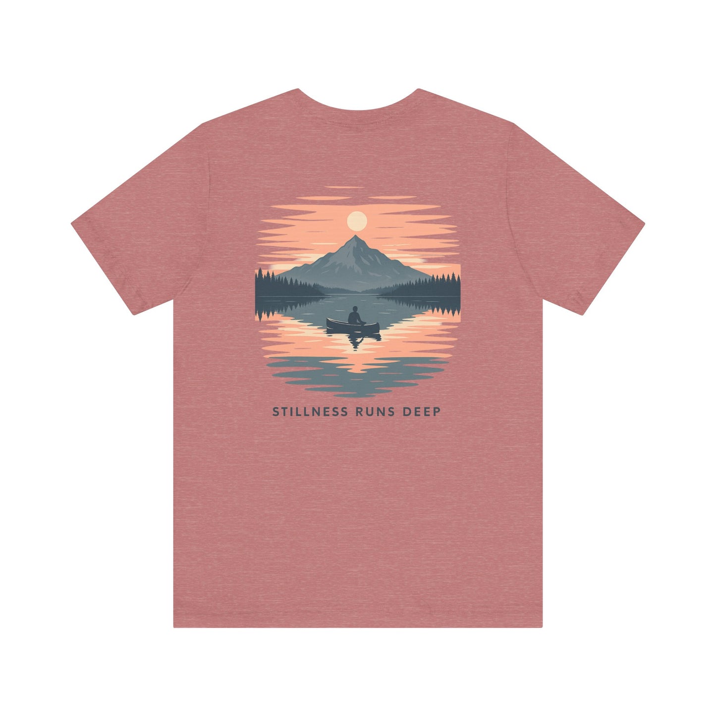 Highwater Horizon Tee | Canoe on a Reflective Lake Under Full Moon - Peaceful Mountain Wilderness Graphic Tee (BC3001)
