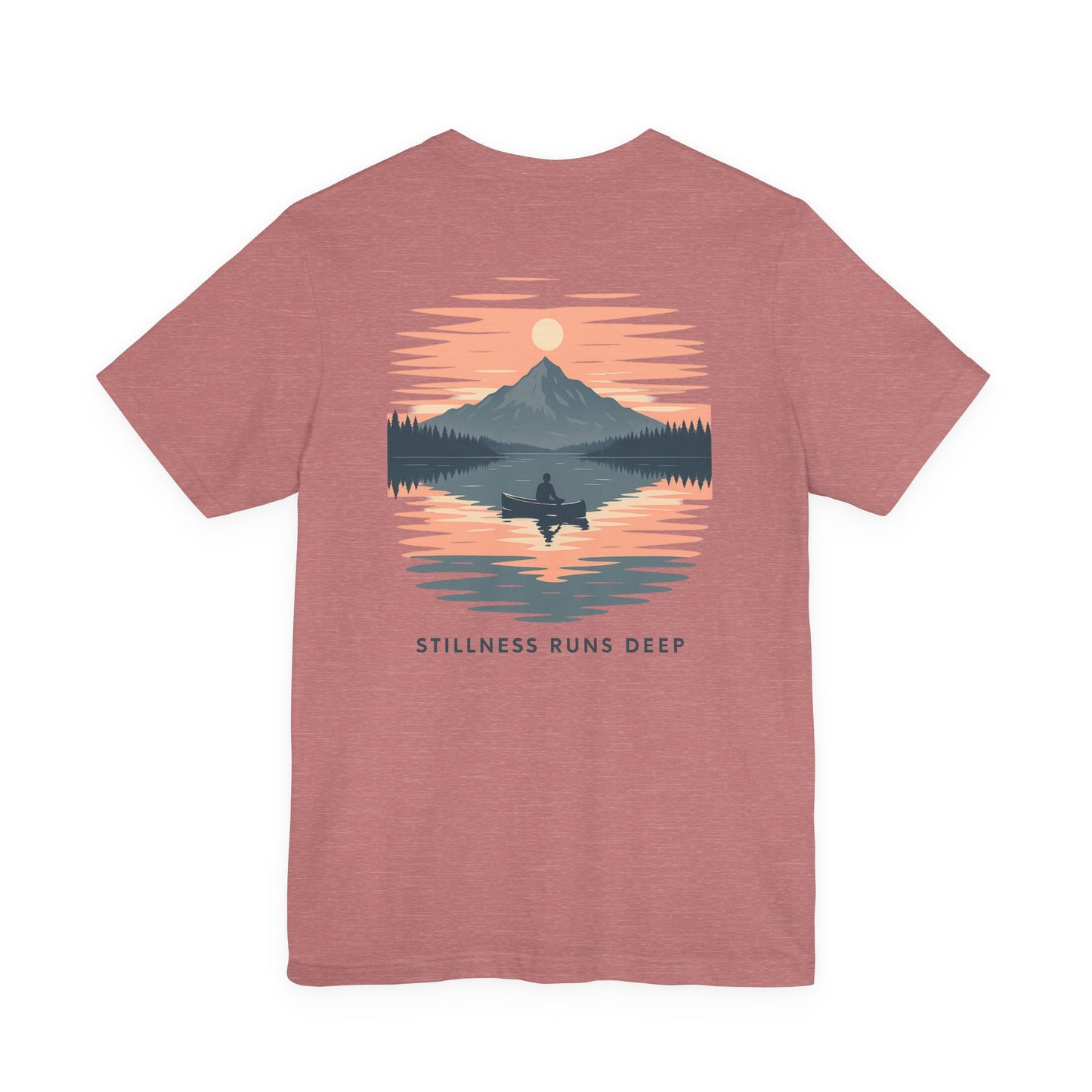 Highwater Horizon Tee | Canoe on a Reflective Lake Under Full Moon - Peaceful Mountain Wilderness Graphic Tee (BC3001)