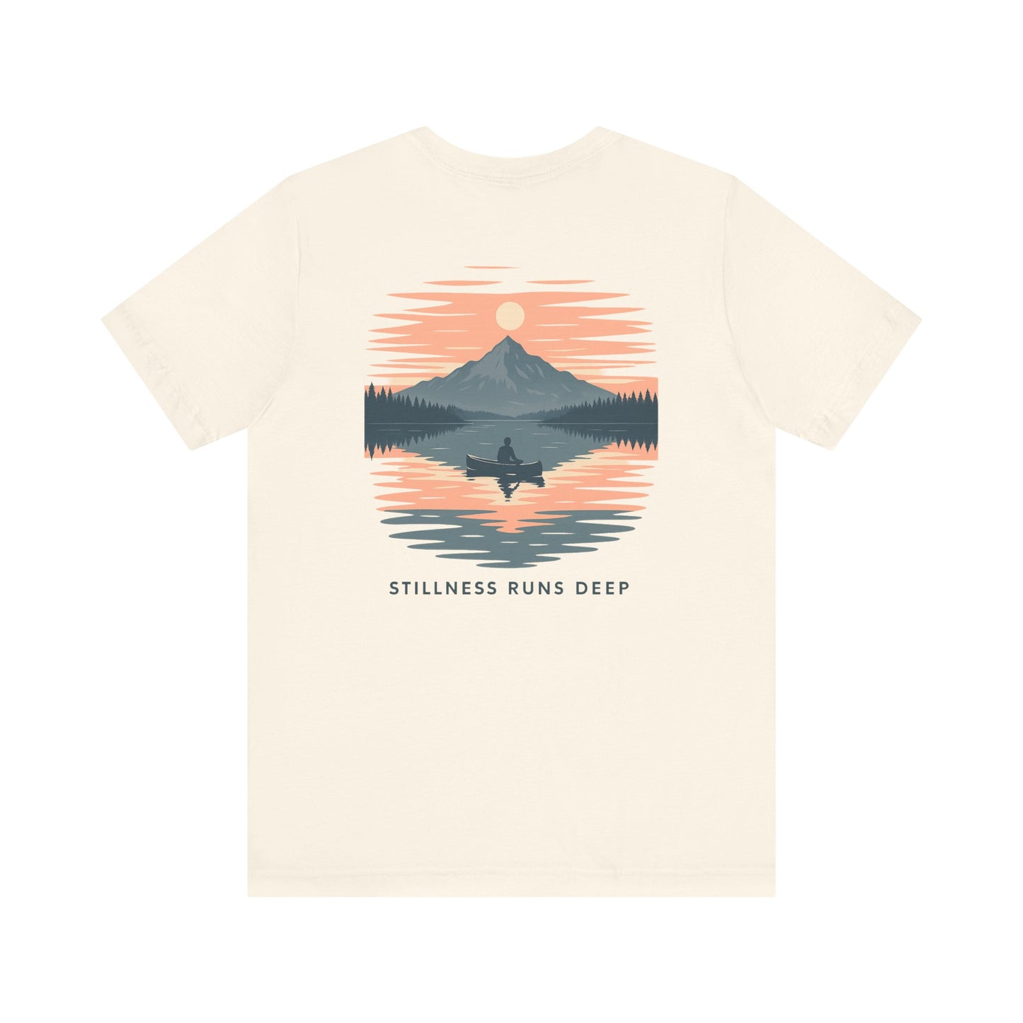 Highwater Horizon Tee | Canoe on a Reflective Lake Under Full Moon - Peaceful Mountain Wilderness Graphic Tee (BC3001)