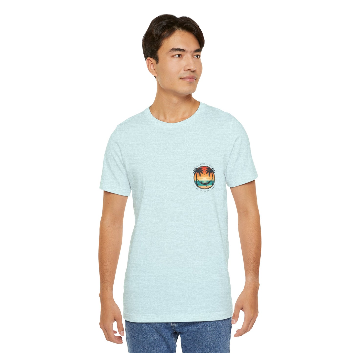 Sunset Surfer Tee | Retro Surf Silhouette with Bold Sunset Stripes - Beach Vibes Graphic Tee (BC3001)