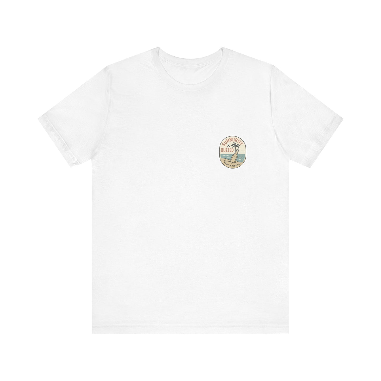 Sunburnt & Buzzed Tee | Tropical Bait Shack with Cooler, Crabs, and Neon Sign - Retro Beach Bar Party Graphic Tee (BC3001)