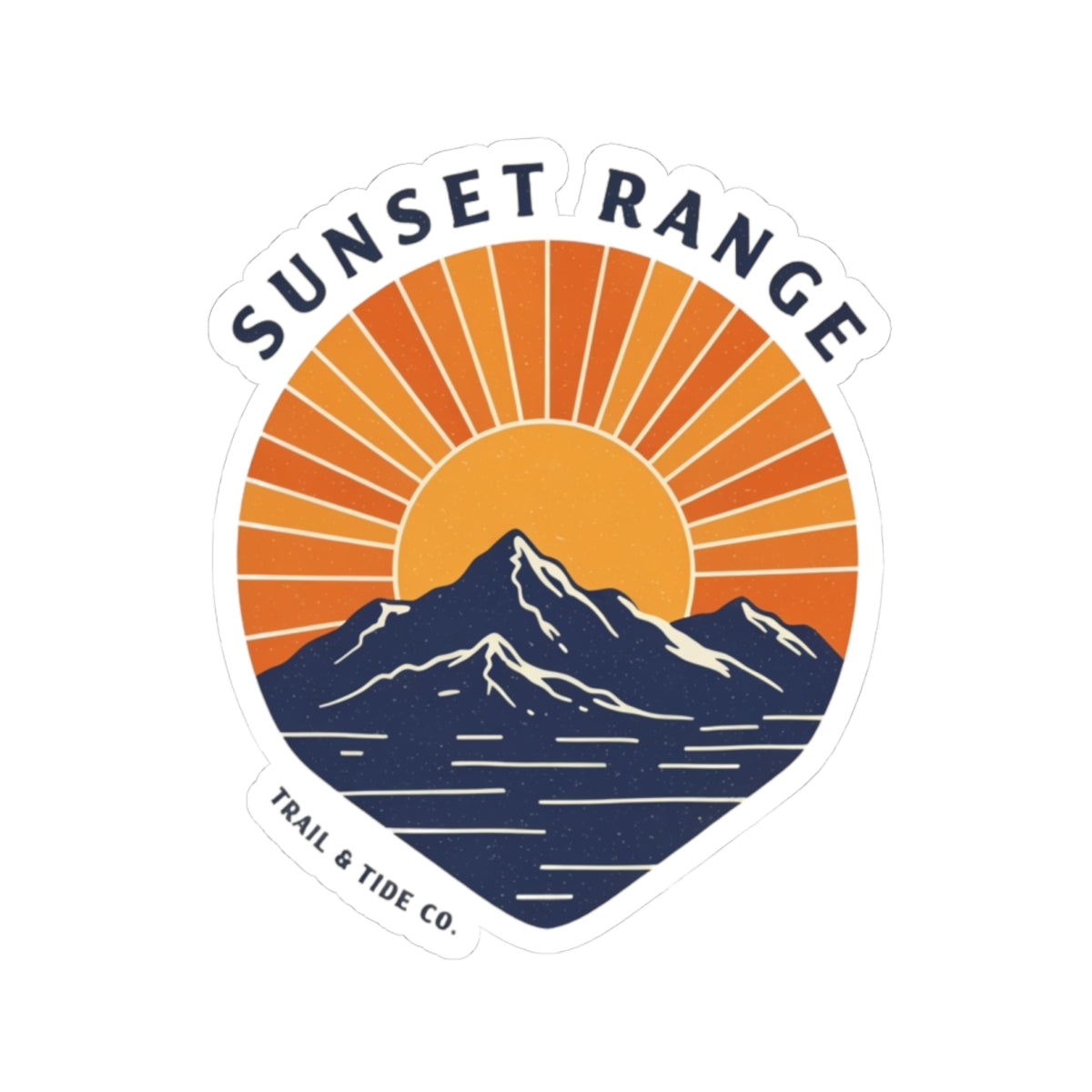 Sunset Range Sticker | Bold Sunset Over Mountain Ridge with Reflective Water – Western Horizon Adventure Graphic Vinyl Sticker