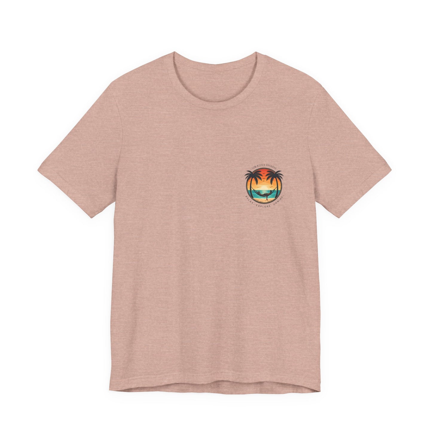 Sunset Surfer Tee | Retro Surf Silhouette with Bold Sunset Stripes - Beach Vibes Graphic Tee (BC3001)