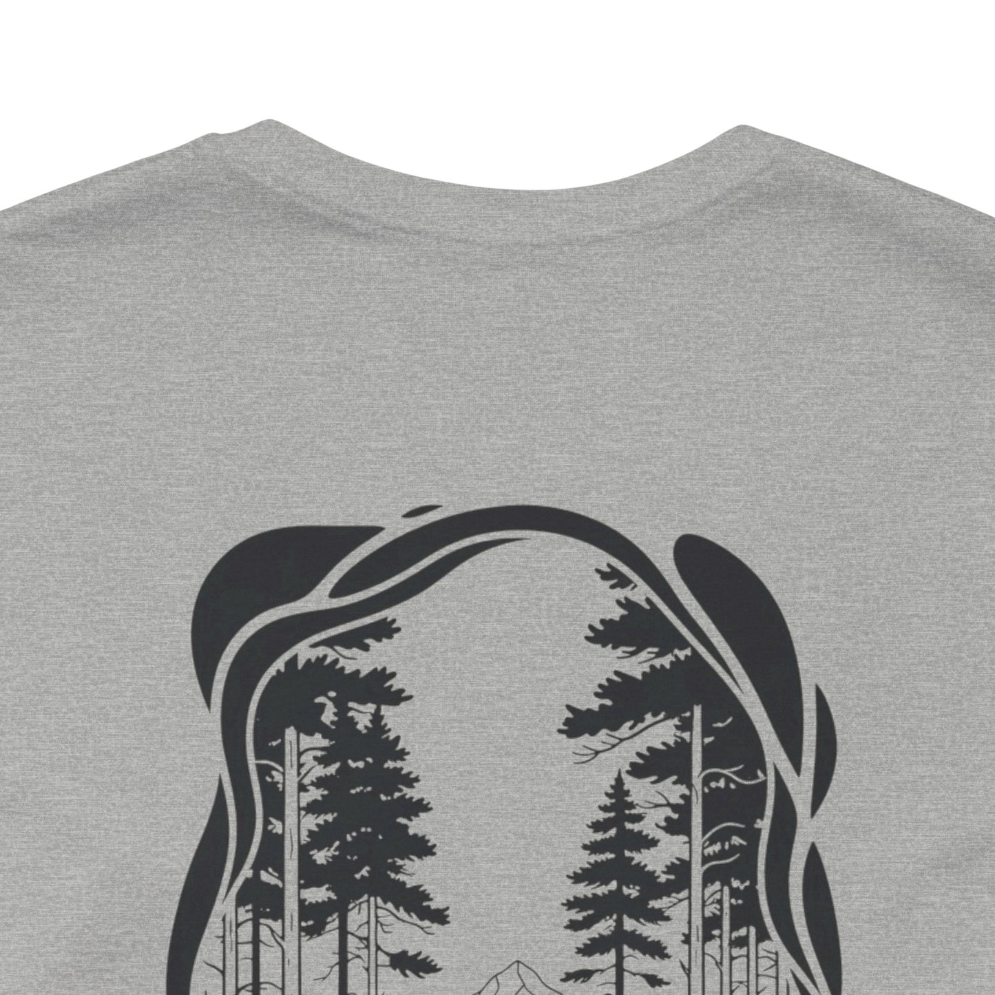 The Trail Ahead Tee | Black & White Forest Path with Mountain Silhouette - Minimalist Nature Scene Graphic Back Tee (BC3001)