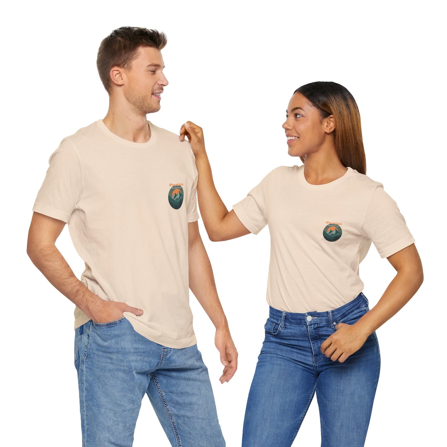 Mountain Horizon Tee | Bold Wilderness Scene with Sunset Peaks and Pine Reflection - Adventure Graphic Shirt (BC3001)