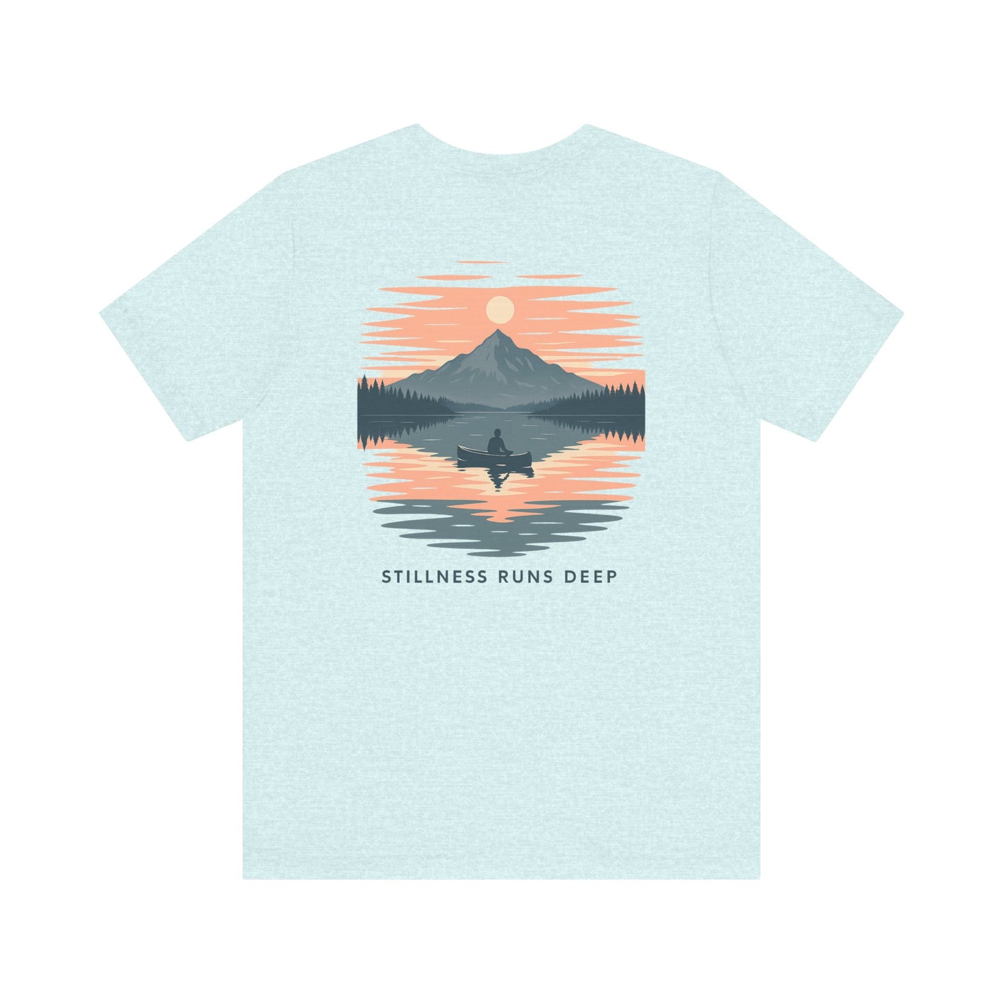 Highwater Horizon Tee | Canoe on a Reflective Lake Under Full Moon - Peaceful Mountain Wilderness Graphic Tee (BC3001)