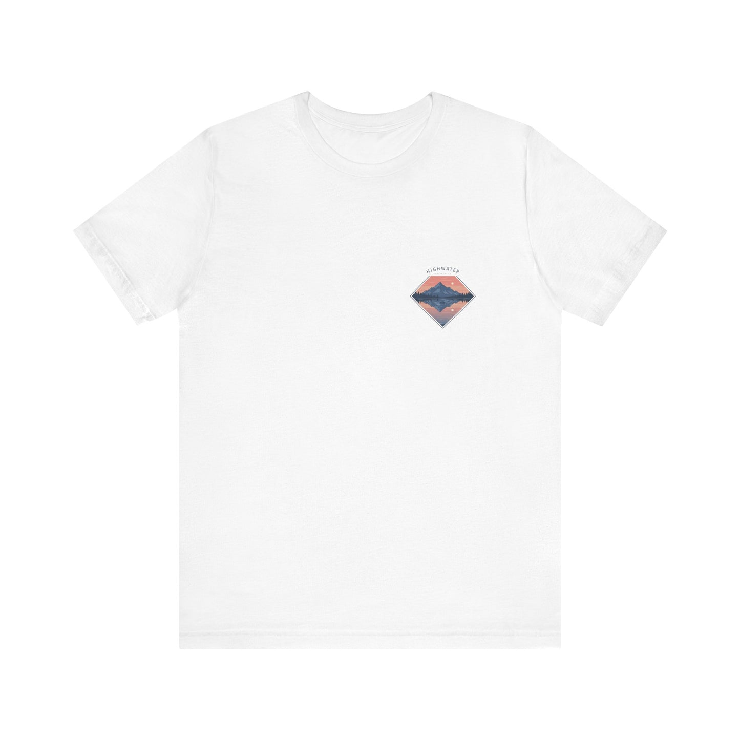 Highwater Horizon Tee | Canoe on a Reflective Lake Under Full Moon - Peaceful Mountain Wilderness Graphic Tee (BC3001)