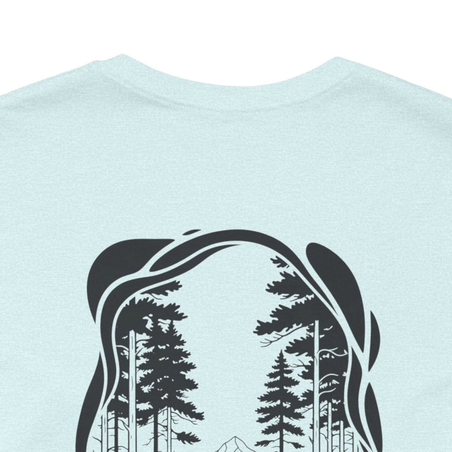 The Trail Ahead Tee | Black & White Forest Path with Mountain Silhouette - Minimalist Nature Scene Graphic Back Tee (BC3001)