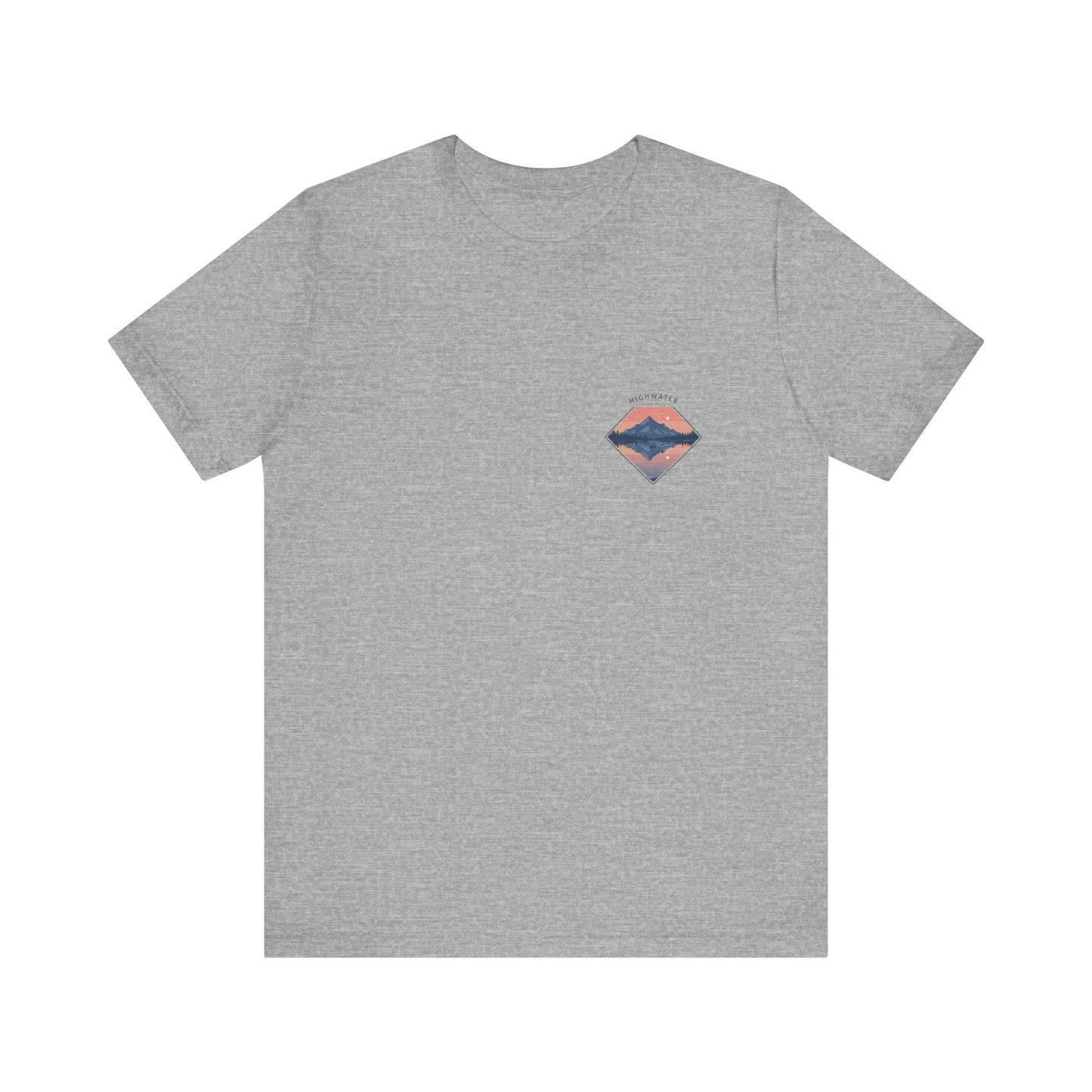 Highwater Horizon Tee | Canoe on a Reflective Lake Under Full Moon - Peaceful Mountain Wilderness Graphic Tee (BC3001)