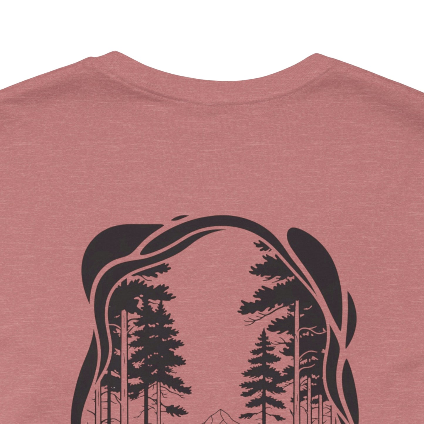 The Trail Ahead Tee | Black & White Forest Path with Mountain Silhouette - Minimalist Nature Scene Graphic Back Tee (BC3001)