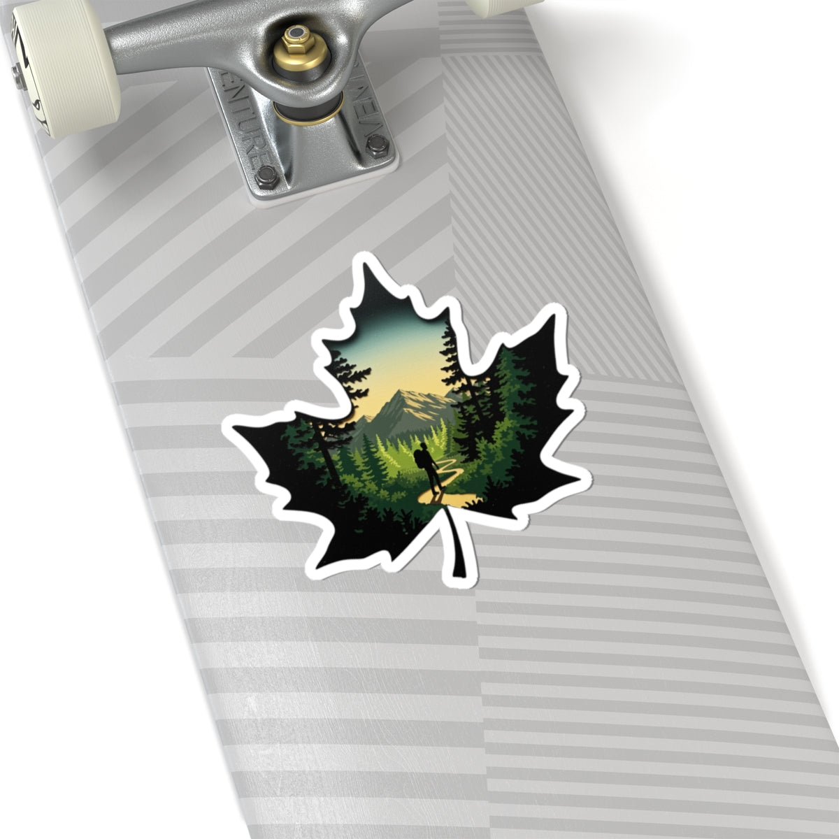 Maple Trail Sticker | Scenic Forest Path Inside Maple Leaf - Adventure-Inspired Vinyl Sticker