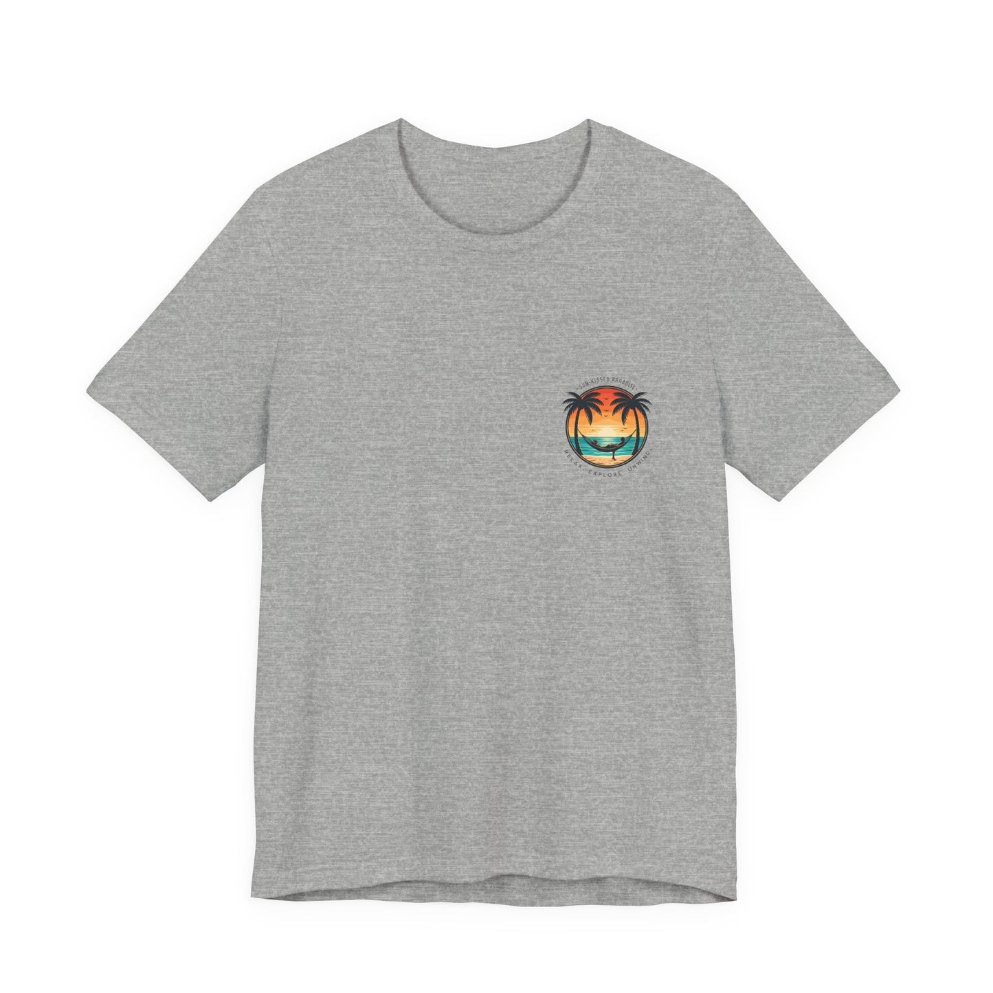 Sunset Surfer Tee | Retro Surf Silhouette with Bold Sunset Stripes - Beach Vibes Graphic Tee (BC3001)