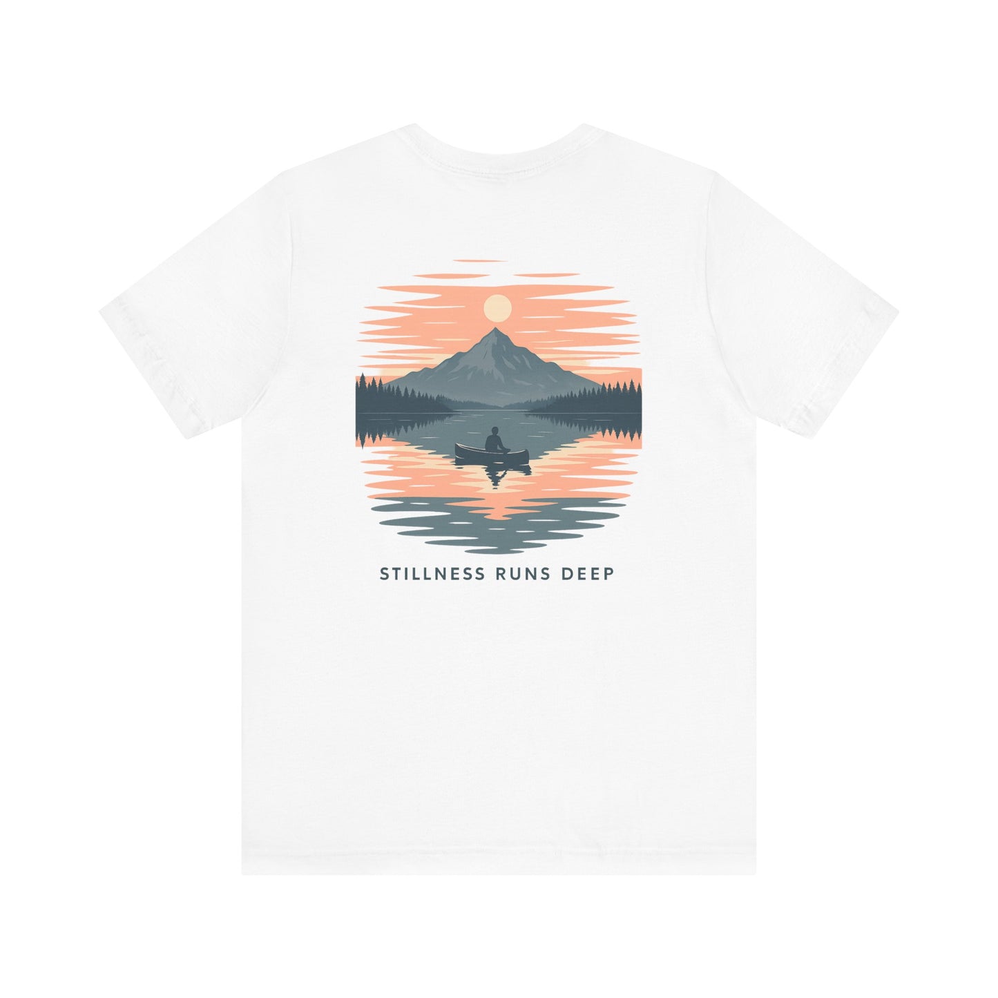 Highwater Horizon Tee | Canoe on a Reflective Lake Under Full Moon - Peaceful Mountain Wilderness Graphic Tee (BC3001)