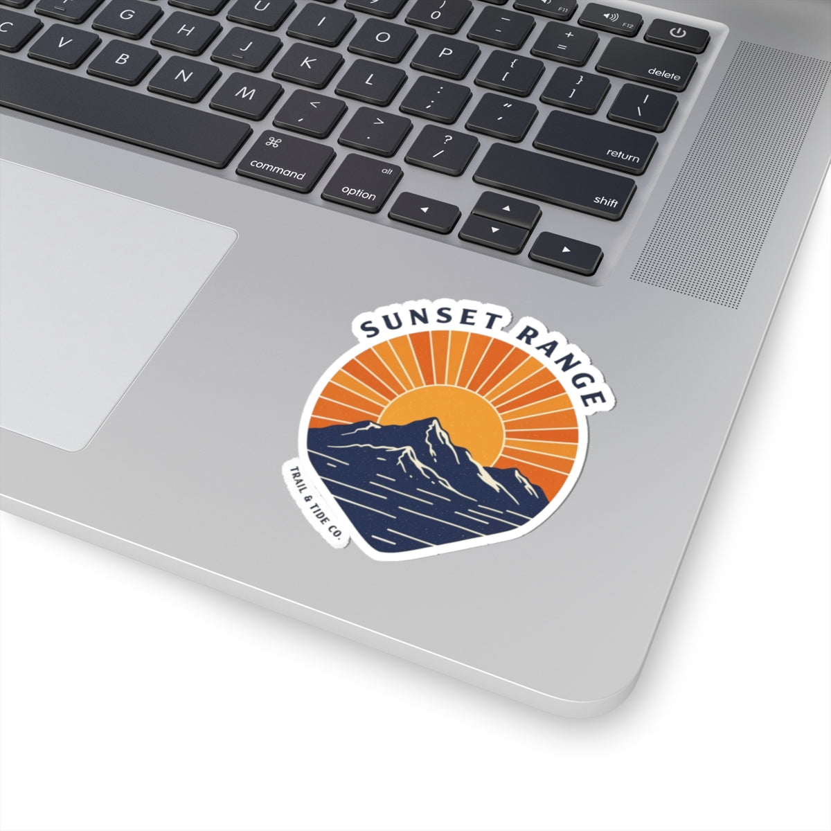 Sunset Range Sticker | Bold Sunset Over Mountain Ridge with Reflective Water – Western Horizon Adventure Graphic Vinyl Sticker