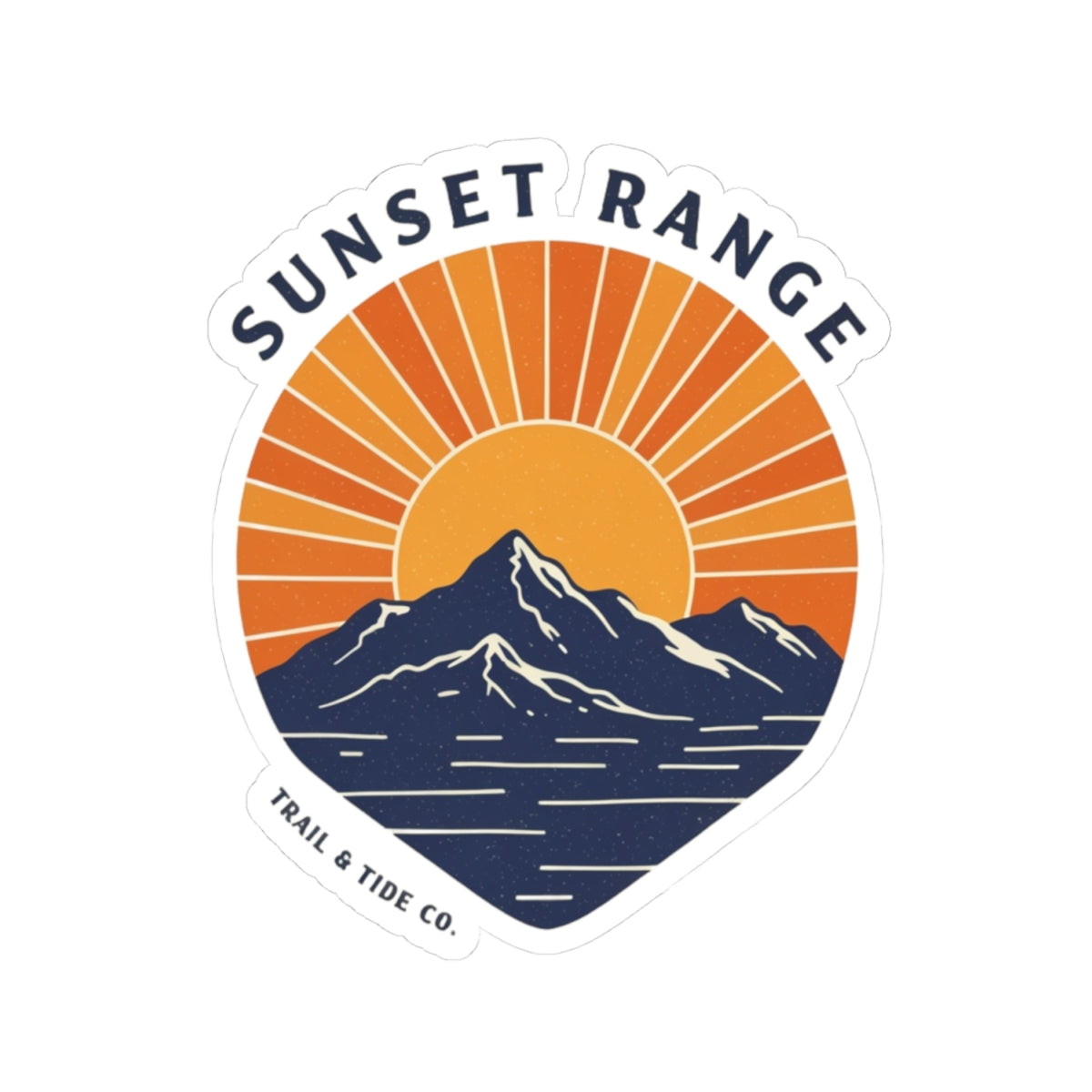 Sunset Range Sticker | Bold Sunset Over Mountain Ridge with Reflective Water – Western Horizon Adventure Graphic Vinyl Sticker