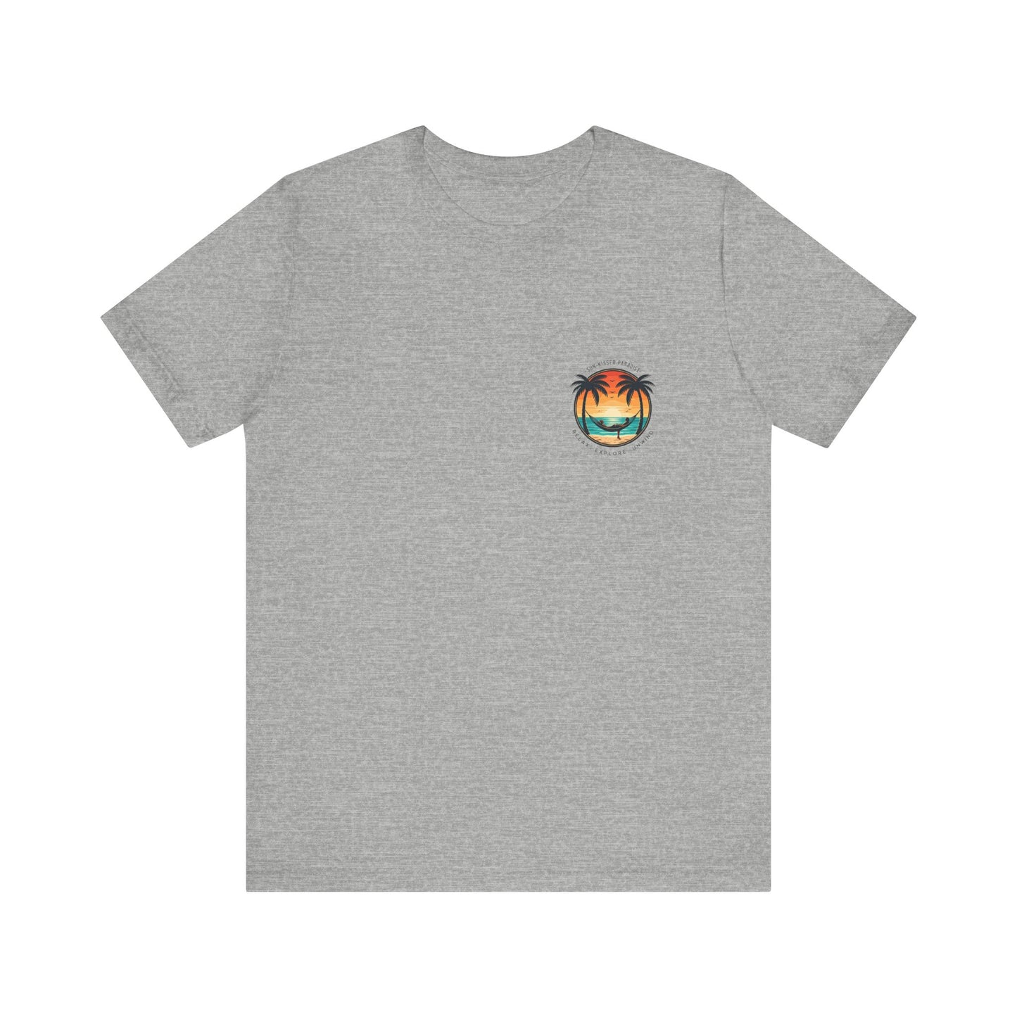 Sunset Surfer Tee | Retro Surf Silhouette with Bold Sunset Stripes - Beach Vibes Graphic Tee (BC3001)