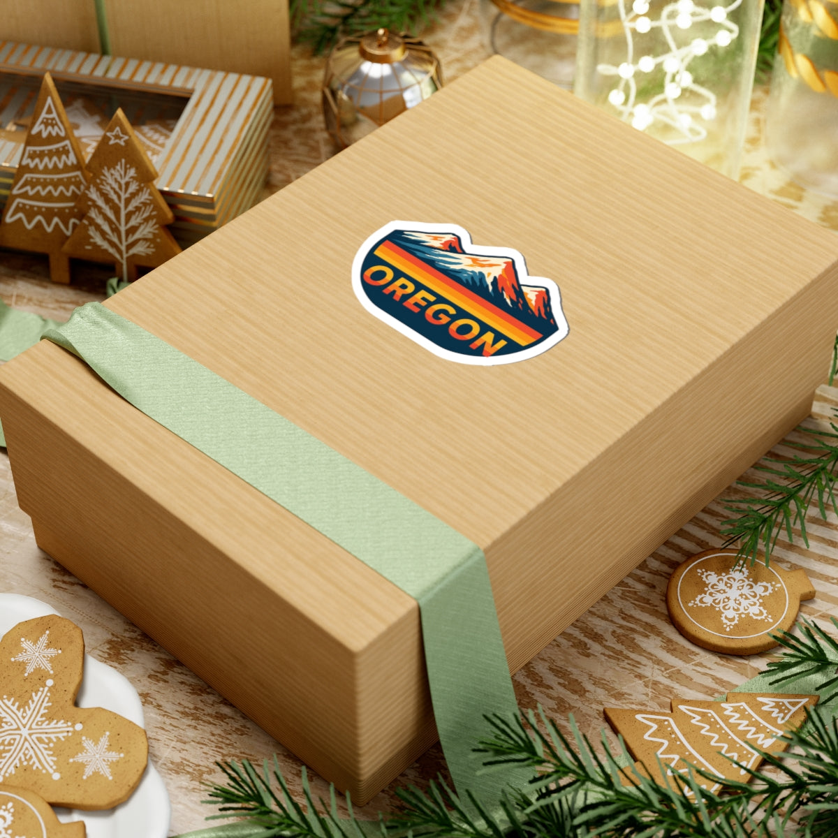 Oregon Ridge Sticker | Bold Sunset Mountain Badge with Forest Horizon – Pacific Northwest Adventure Vinyl Sticker