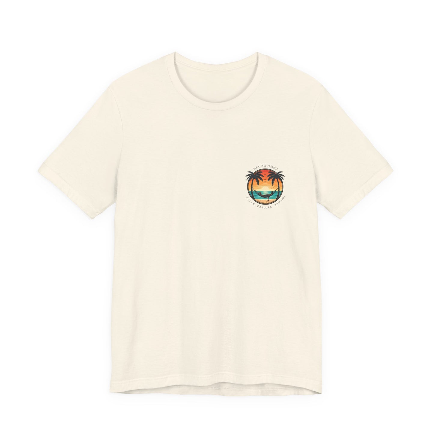 Sunset Surfer Tee | Retro Surf Silhouette with Bold Sunset Stripes - Beach Vibes Graphic Tee (BC3001)