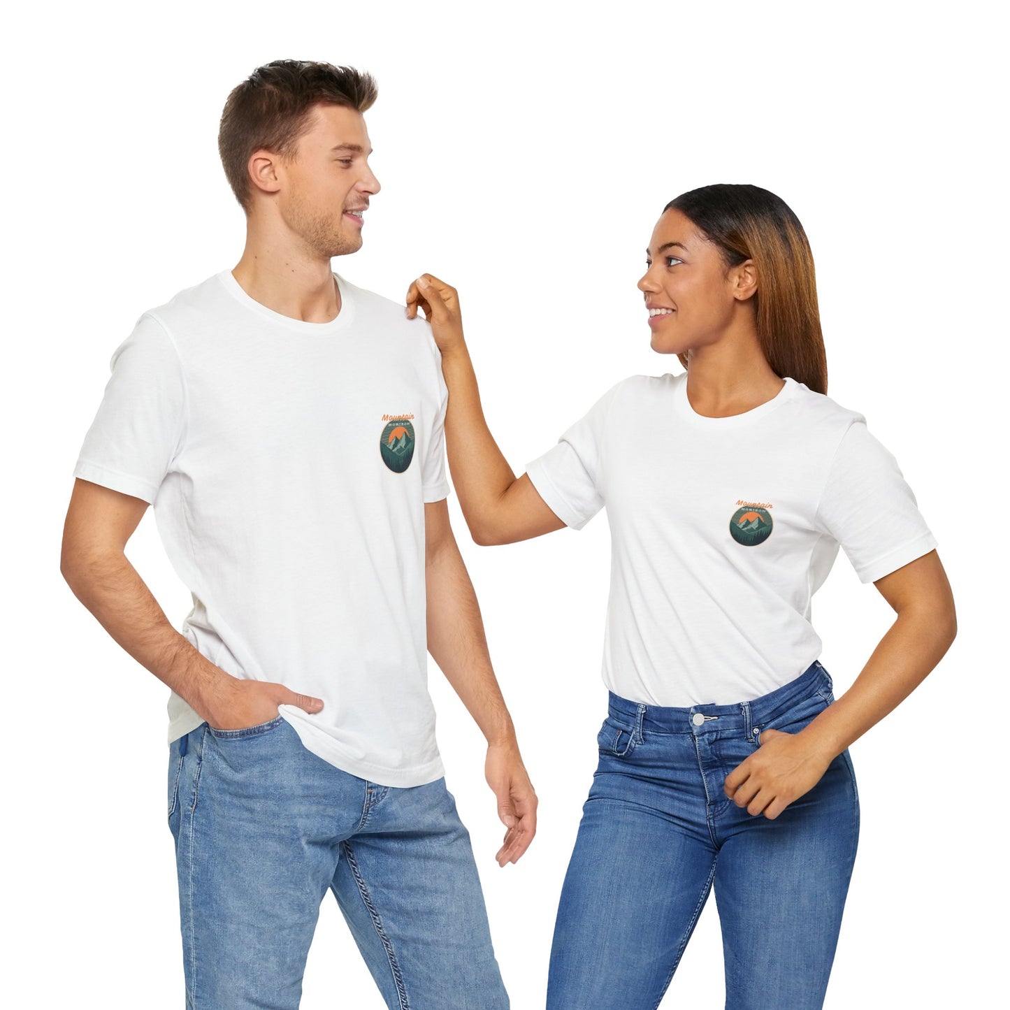 Mountain Horizon Tee | Bold Wilderness Scene with Sunset Peaks and Pine Reflection - Adventure Graphic Shirt (BC3001)