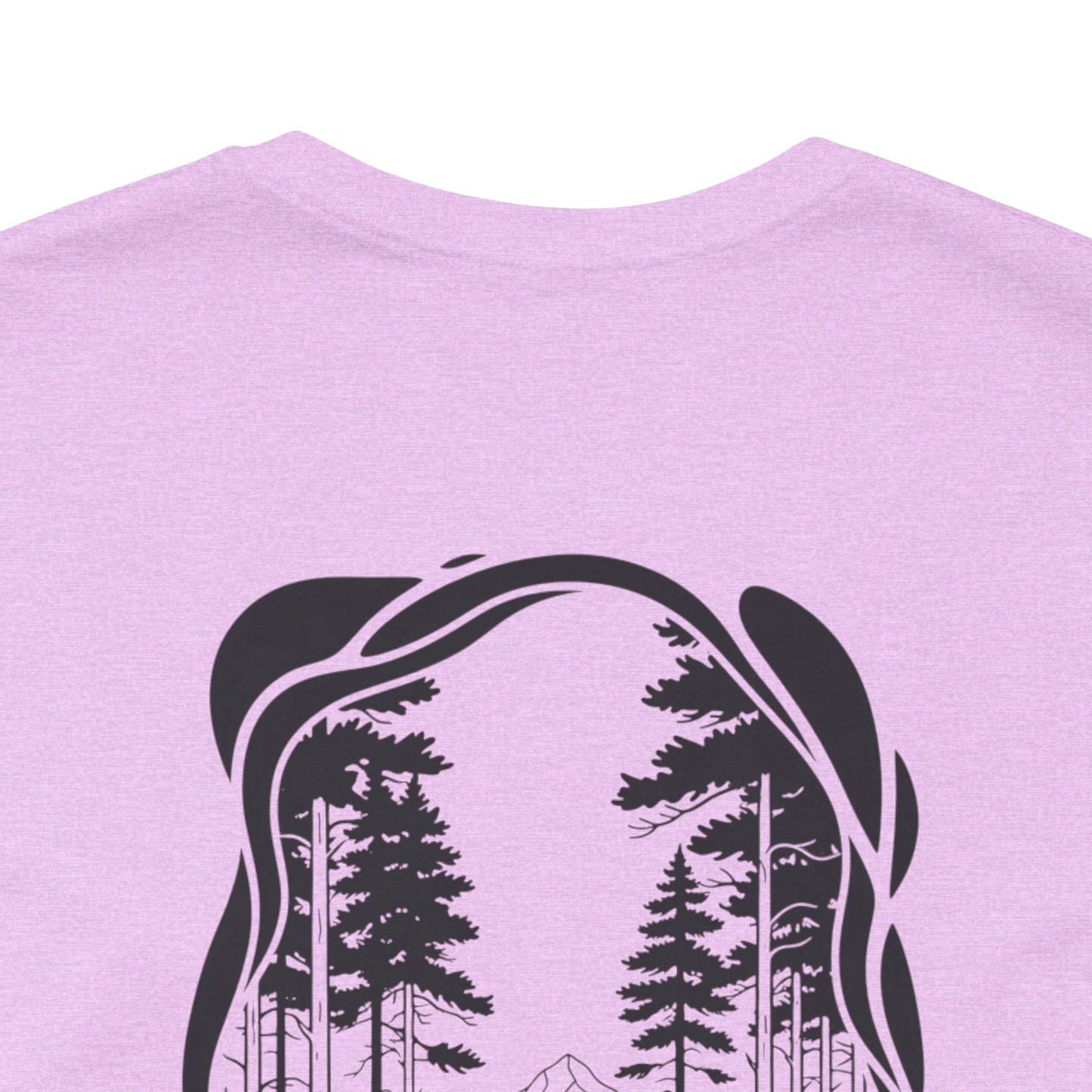 The Trail Ahead Tee | Black & White Forest Path with Mountain Silhouette - Minimalist Nature Scene Graphic Back Tee (BC3001)