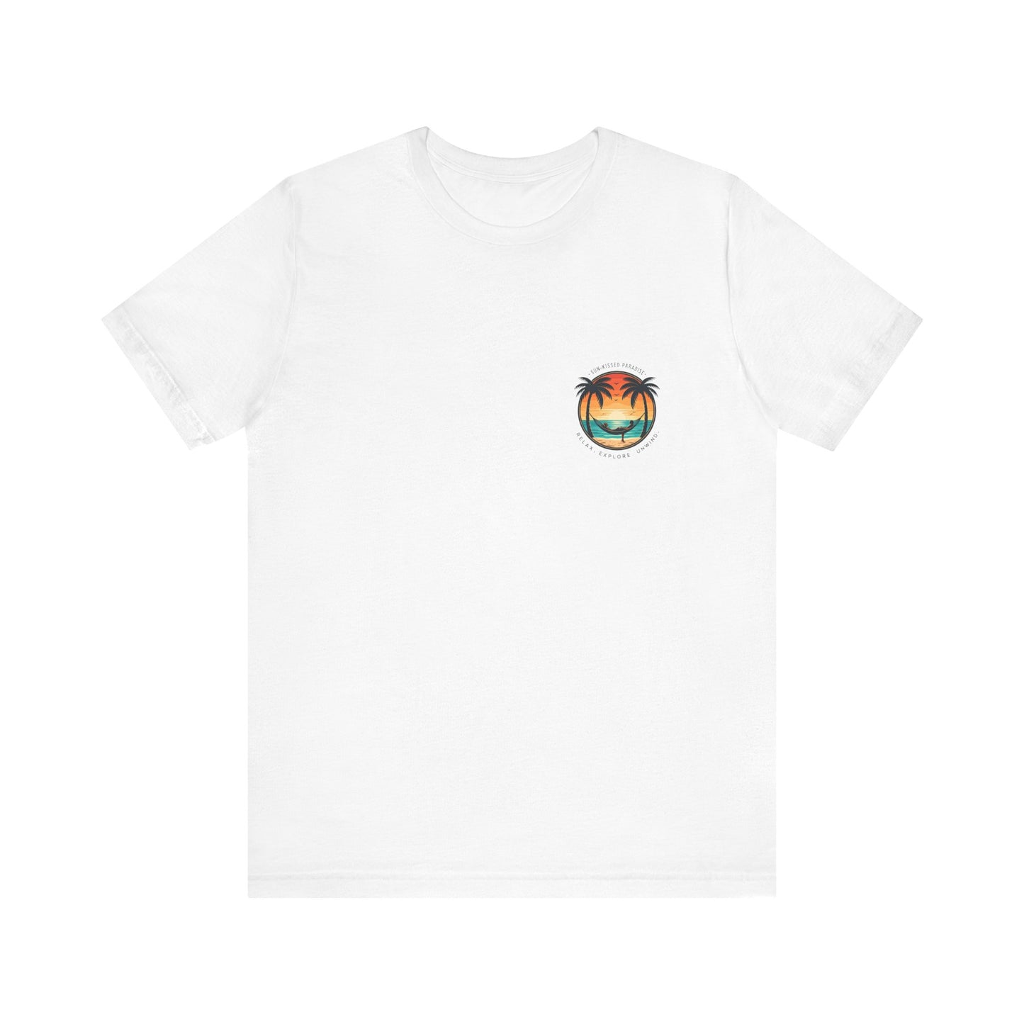 Sunset Surfer Tee | Retro Surf Silhouette with Bold Sunset Stripes - Beach Vibes Graphic Tee (BC3001)