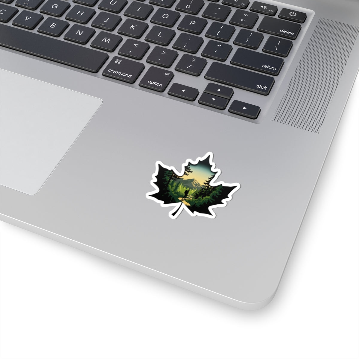 Maple Trail Sticker | Scenic Forest Path Inside Maple Leaf - Adventure-Inspired Vinyl Sticker