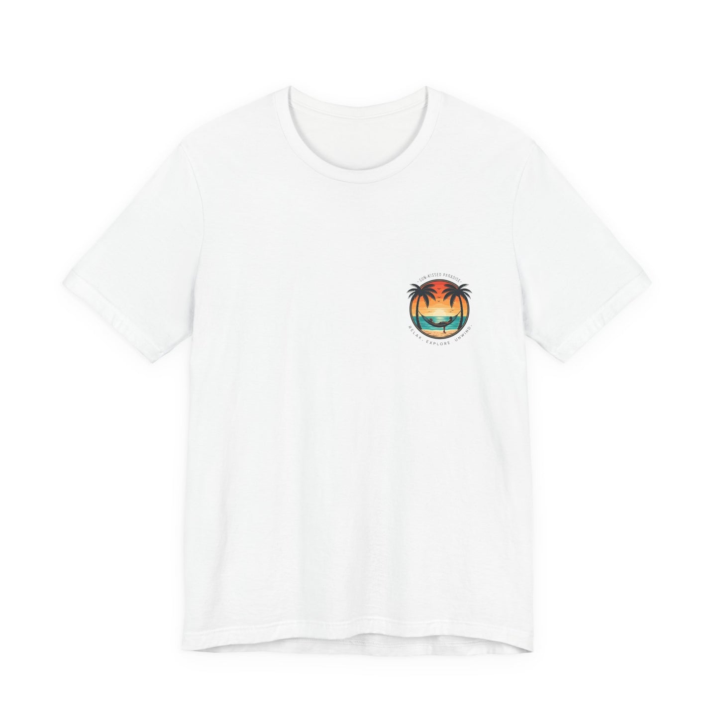 Sunset Surfer Tee | Retro Surf Silhouette with Bold Sunset Stripes - Beach Vibes Graphic Tee (BC3001)