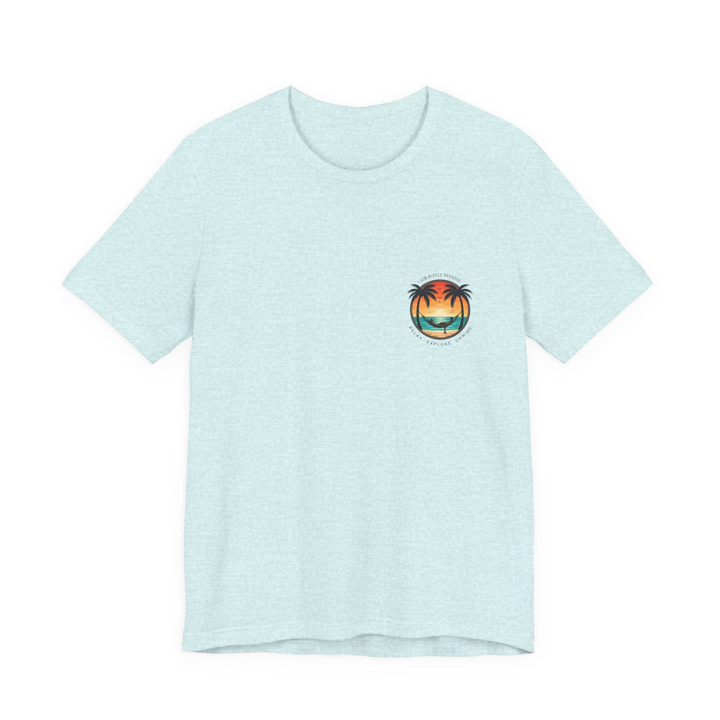 Sunset Surfer Tee | Retro Surf Silhouette with Bold Sunset Stripes - Beach Vibes Graphic Tee (BC3001)