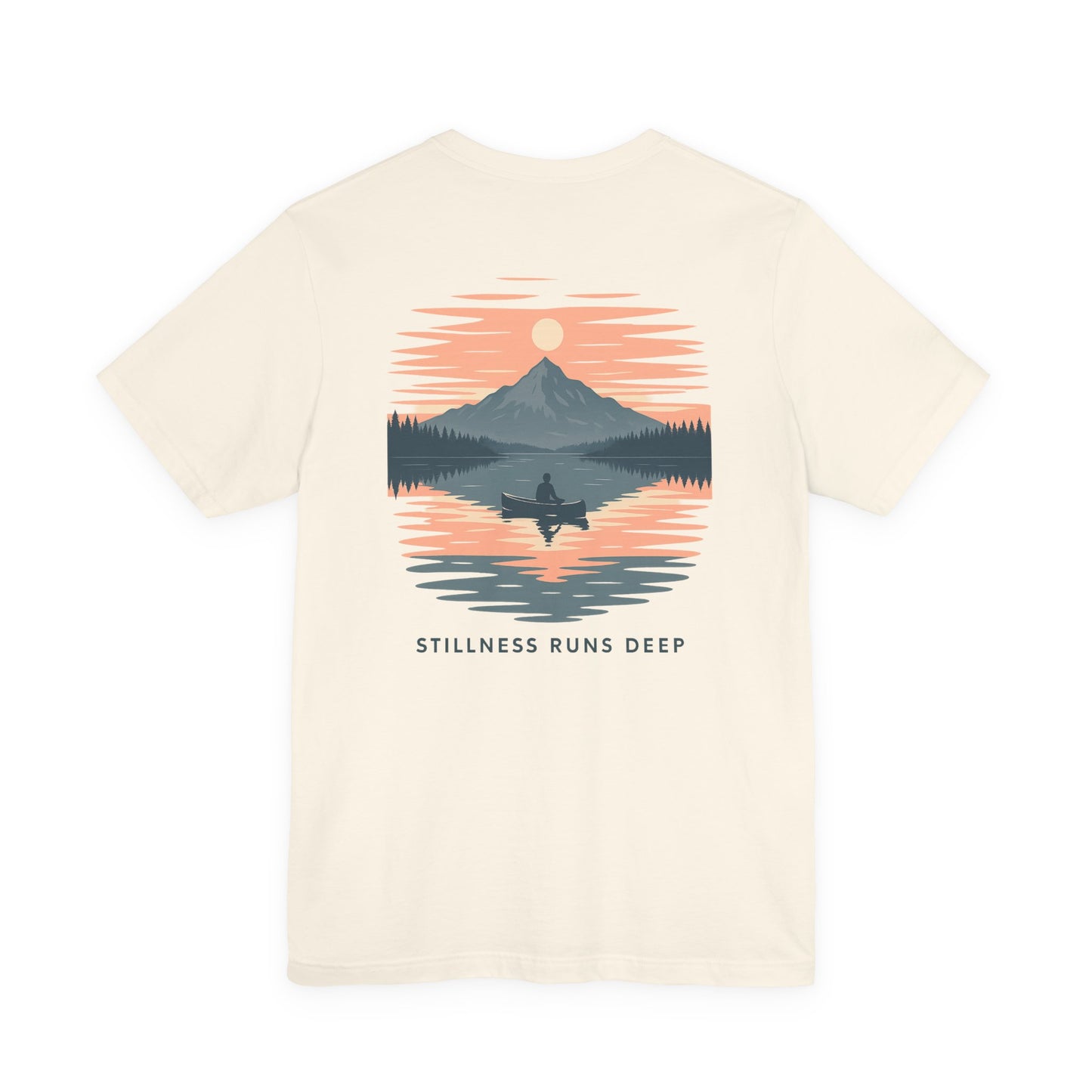 Highwater Horizon Tee | Canoe on a Reflective Lake Under Full Moon - Peaceful Mountain Wilderness Graphic Tee (BC3001)