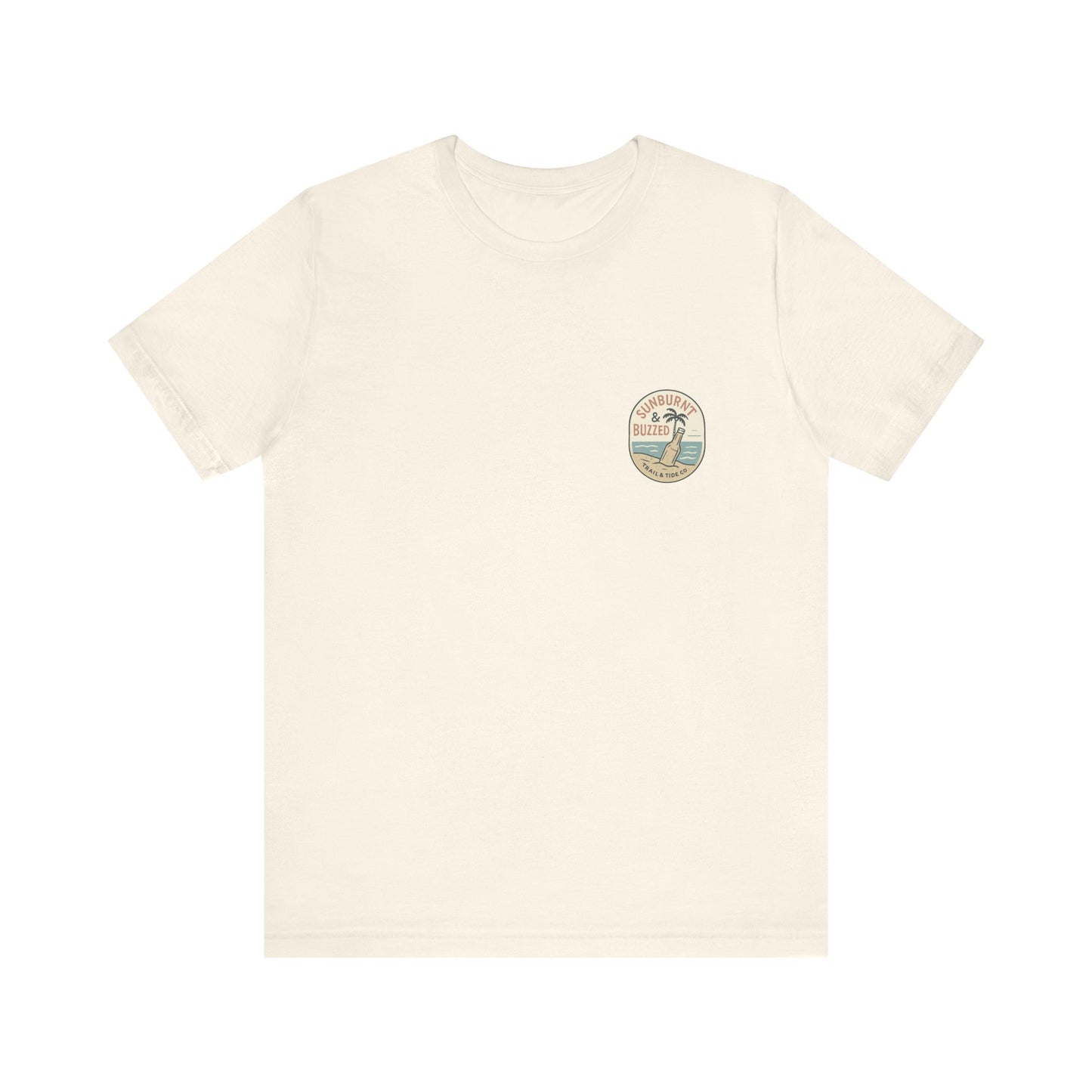 Sunburnt & Buzzed Tee | Tropical Bait Shack with Cooler, Crabs, and Neon Sign - Retro Beach Bar Party Graphic Tee (BC3001)