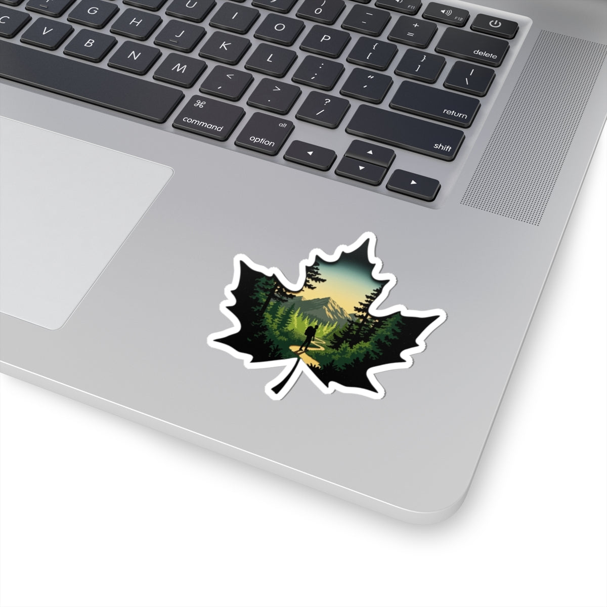 Maple Trail Sticker | Scenic Forest Path Inside Maple Leaf - Adventure-Inspired Vinyl Sticker