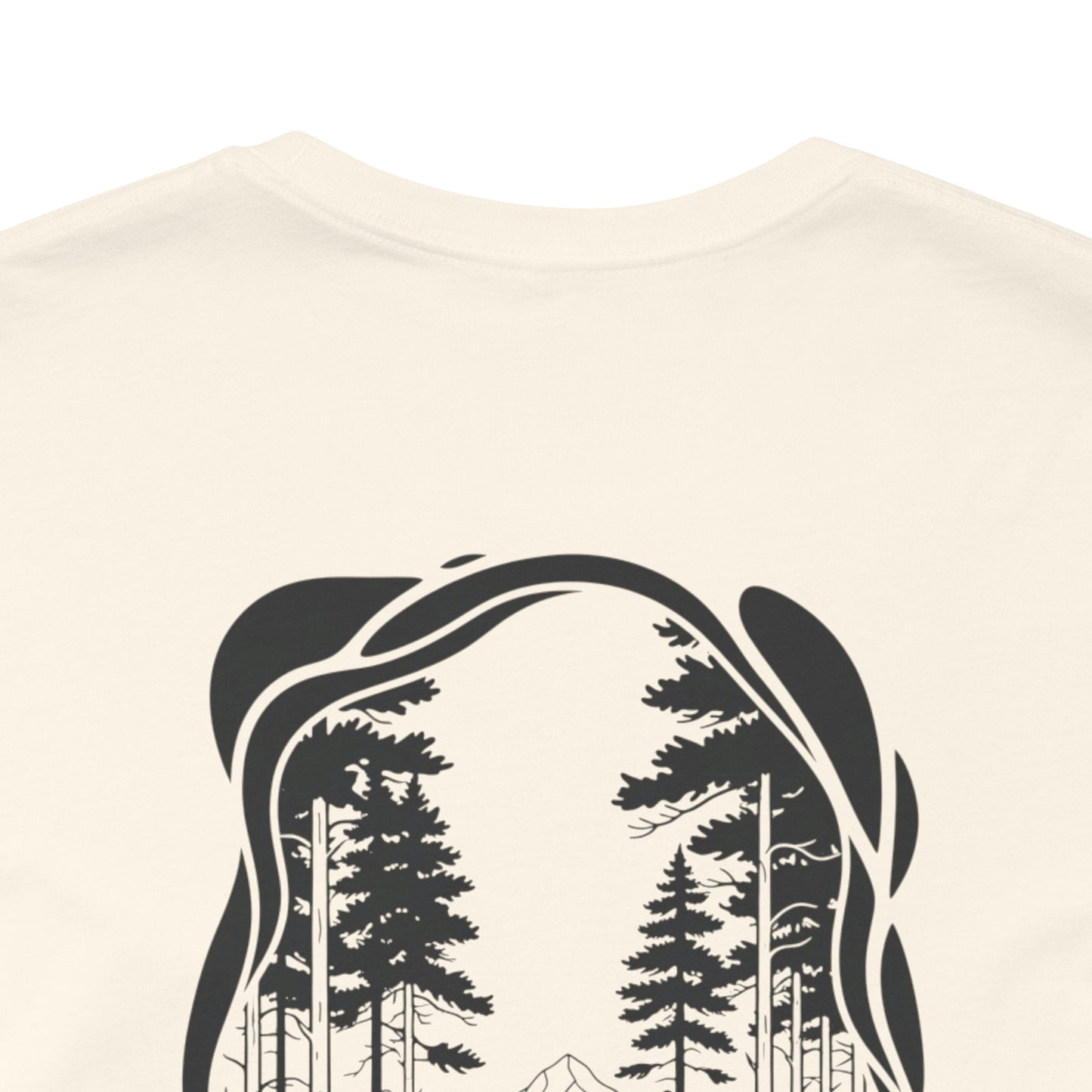 The Trail Ahead Tee | Black & White Forest Path with Mountain Silhouette - Minimalist Nature Scene Graphic Back Tee (BC3001)
