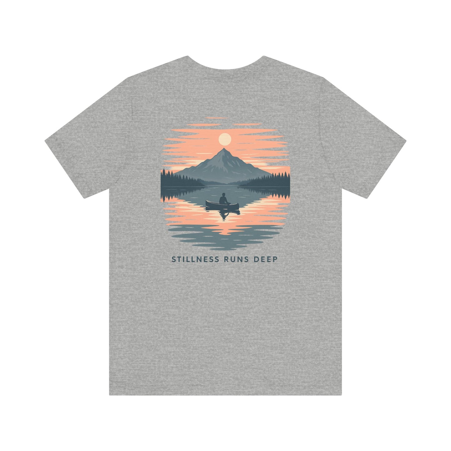 Highwater Horizon Tee | Canoe on a Reflective Lake Under Full Moon - Peaceful Mountain Wilderness Graphic Tee (BC3001)