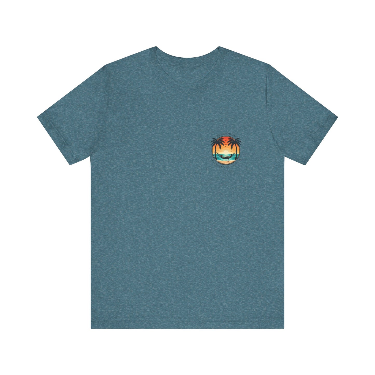 Sunset Surfer Tee | Retro Surf Silhouette with Bold Sunset Stripes - Beach Vibes Graphic Tee (BC3001)