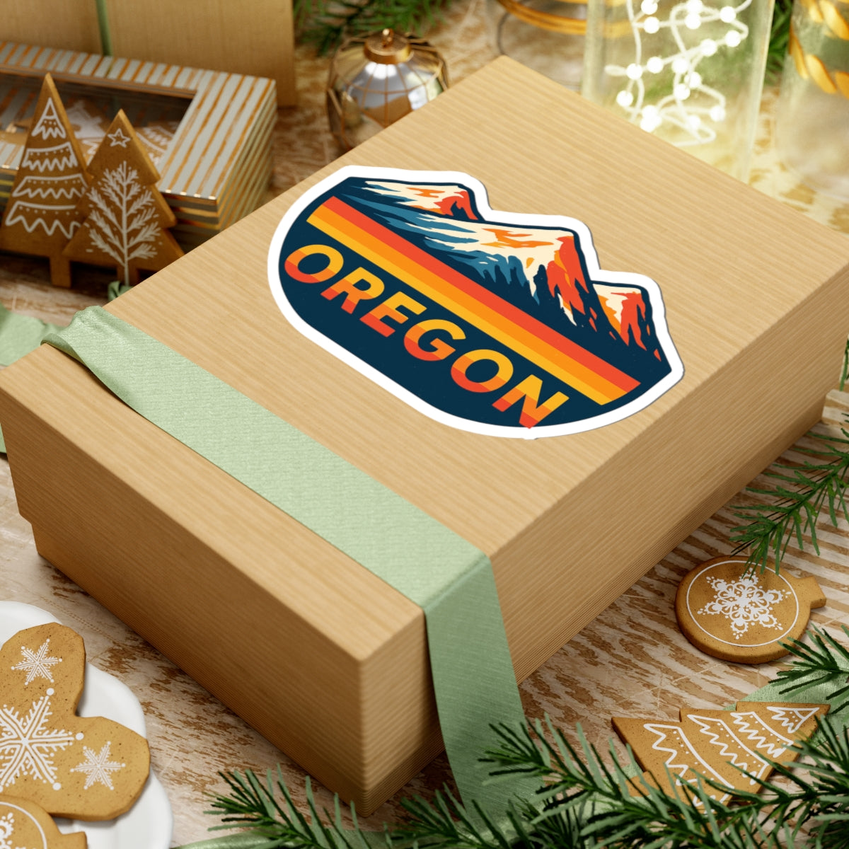 Oregon Ridge Sticker | Bold Sunset Mountain Badge with Forest Horizon – Pacific Northwest Adventure Vinyl Sticker