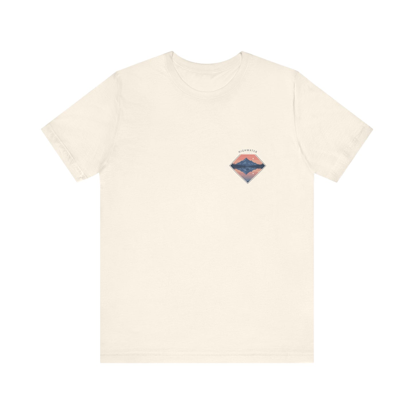 Highwater Horizon Tee | Canoe on a Reflective Lake Under Full Moon - Peaceful Mountain Wilderness Graphic Tee (BC3001)
