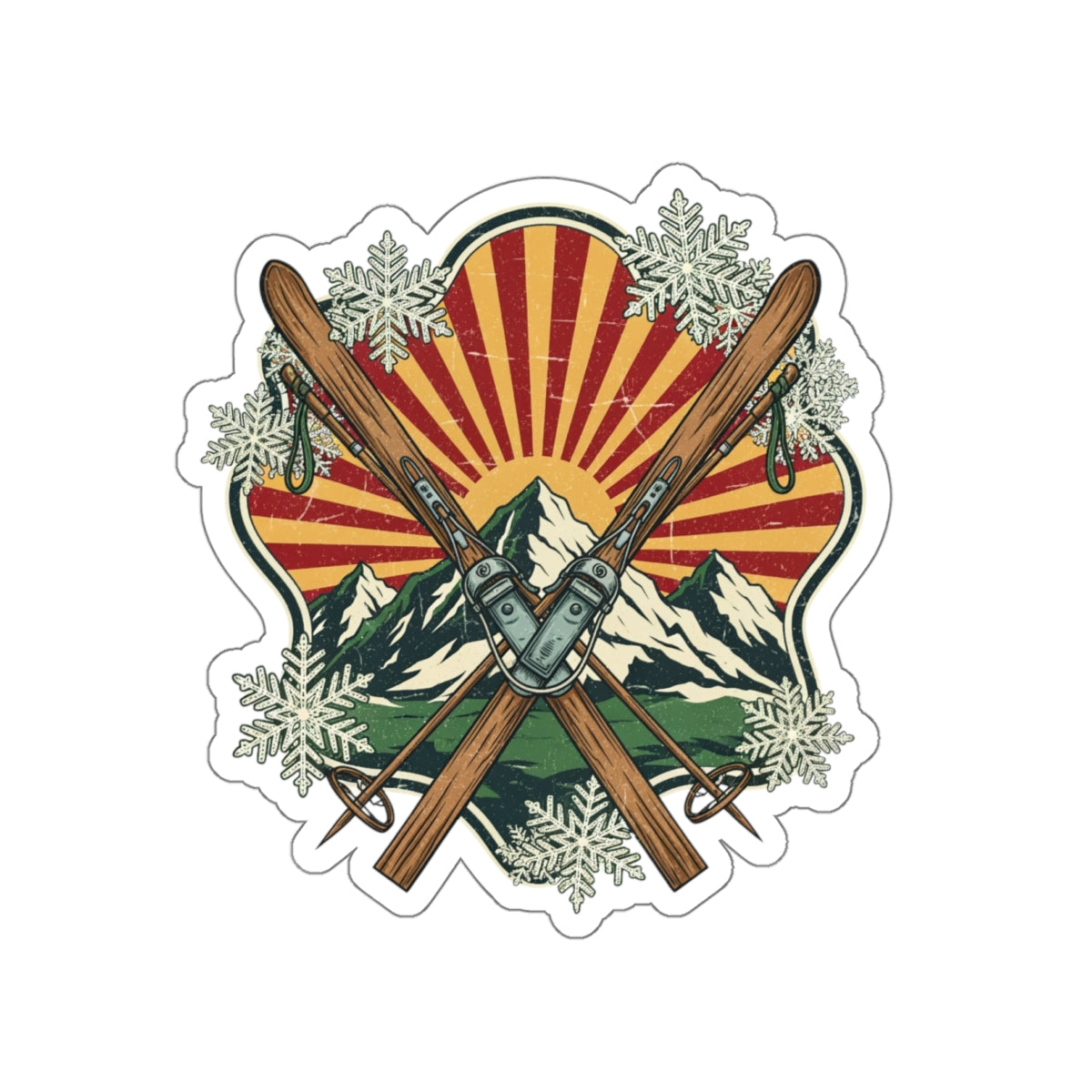 Vintage Ski Badge Die-Cut Sticker
