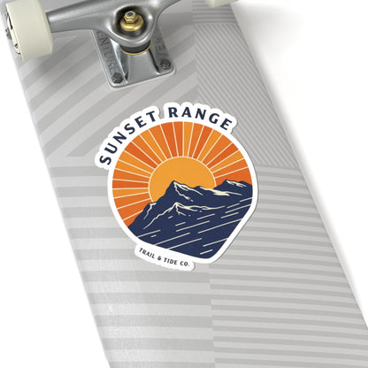 Sunset Range Sticker | Bold Sunset Over Mountain Ridge with Reflective Water – Western Horizon Adventure Graphic Vinyl Sticker