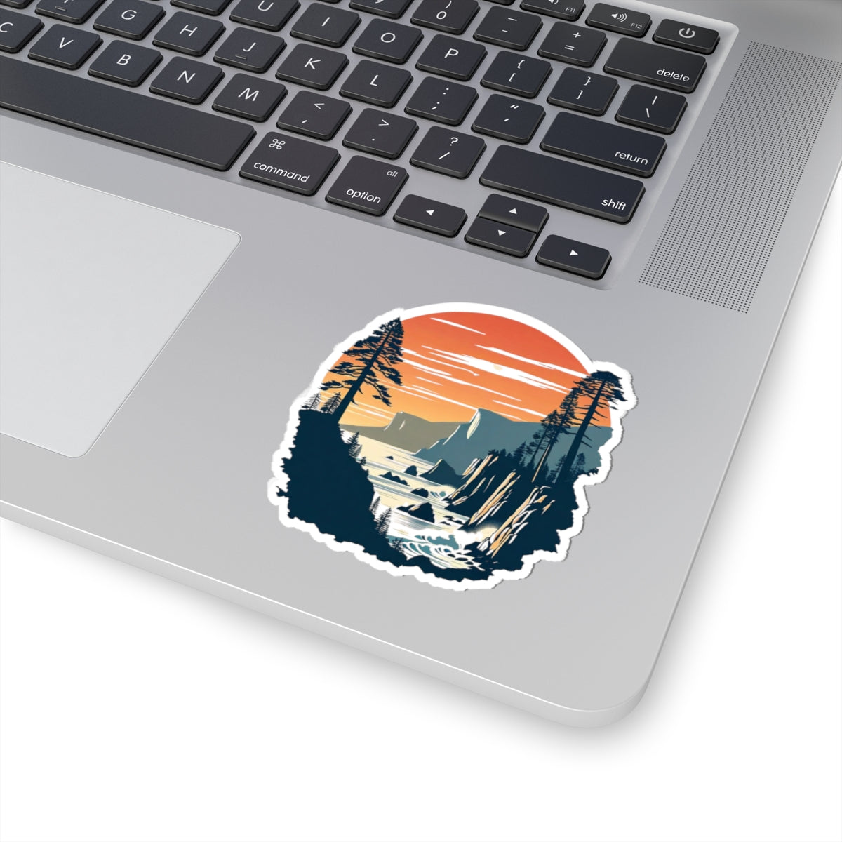 Pacific Cliffs Sticker | Dramatic Cliffs with Ocean Horizon and Sunset Sky – Retro Coastal Wilderness Vinyl Sticker