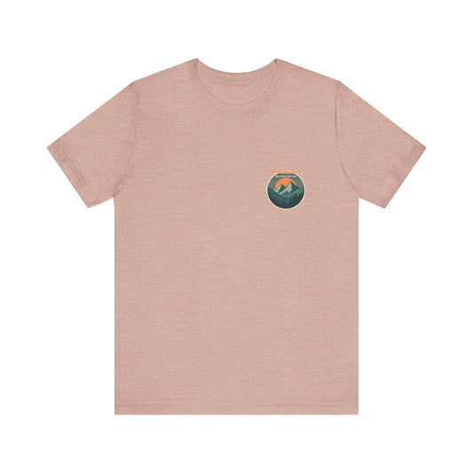 Mountain Horizon Tee | Bold Wilderness Scene with Sunset Peaks and Pine Reflection - Adventure Graphic Shirt (BC3001)