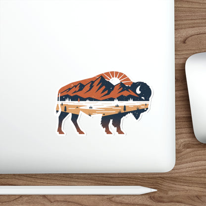 Bison Landscape Die-Cut Sticker