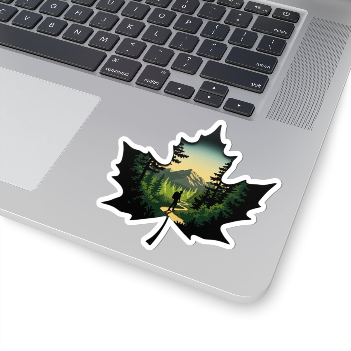Maple Trail Sticker | Scenic Forest Path Inside Maple Leaf – Adventure-Inspired Vinyl Sticker