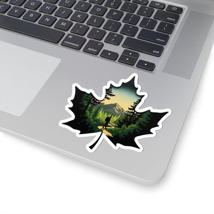 Maple Trail Sticker | Scenic Forest Path Inside Maple Leaf – Adventure-Inspired Vinyl Sticker