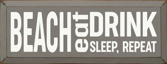 Beach-Eat-Sleep-Repeat Wood Sign | Beach-Inspired Wall Decor