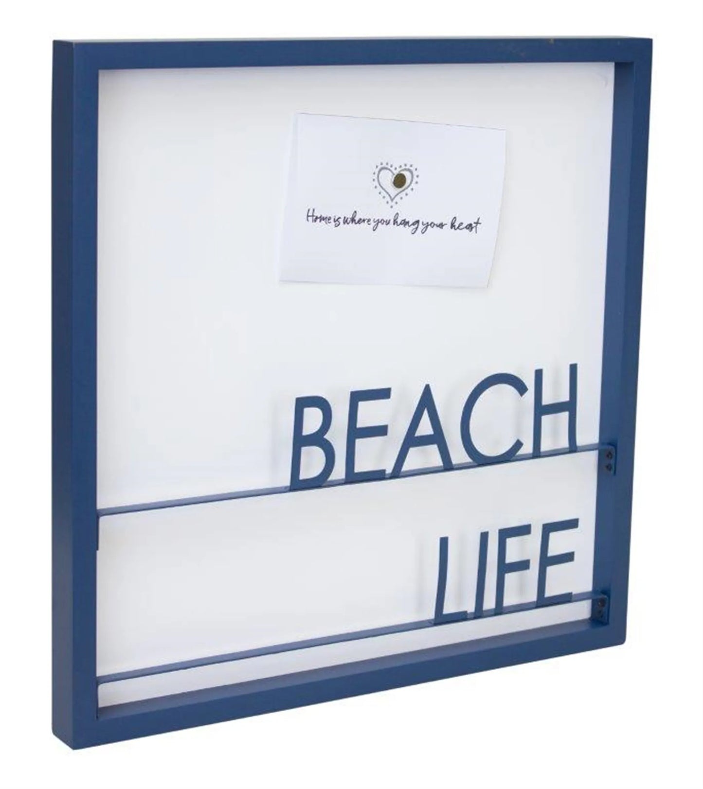 Beach Life Memo Board 15.75"SQ Metal/MDF | Nautical Style Decor
