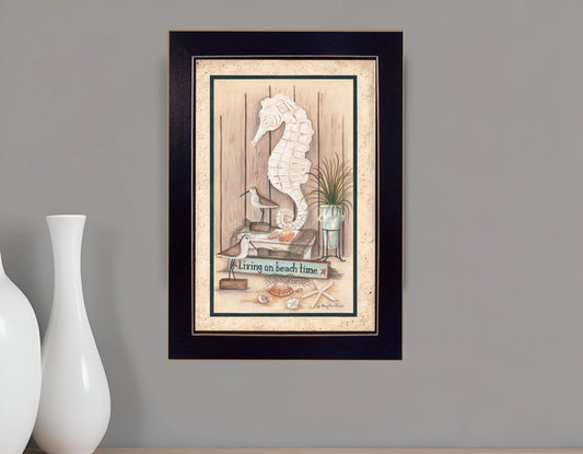 Living on Beach Time Black Framed Print Wall Art | Ocean-Inspired Wall Decor